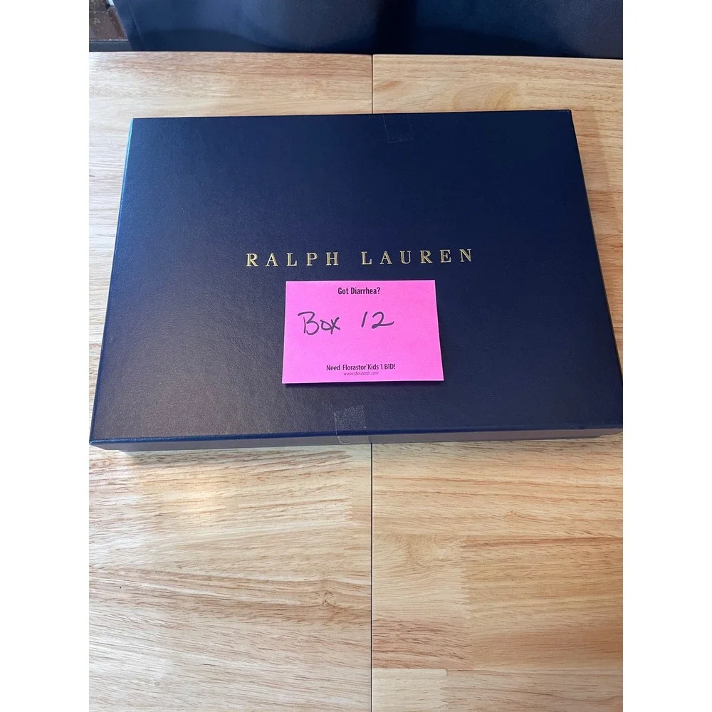 Ralph Lauren‎ Navy Blue Gold Foil Logo Large Gift Storage Box 14x11x2